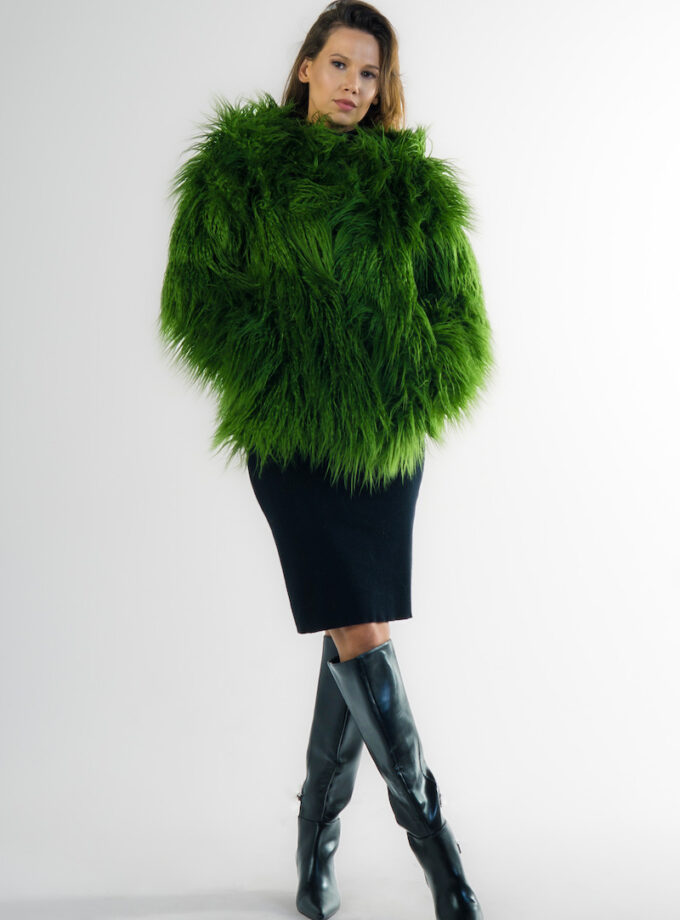 LIKE A DIVA green faux fur jacket