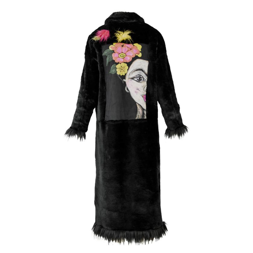 BLACK FRIDA hand-painted faux fur coat