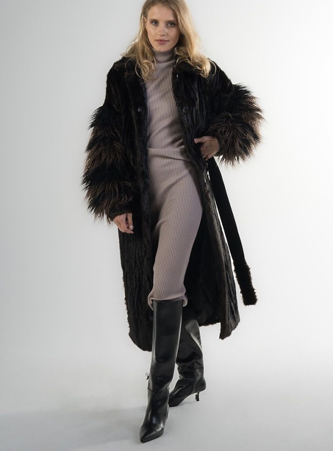 Brown women's faux fur coat