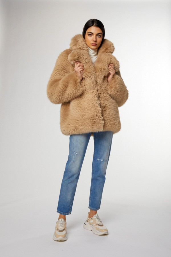 URBAN CHIC brown faux fur jacket