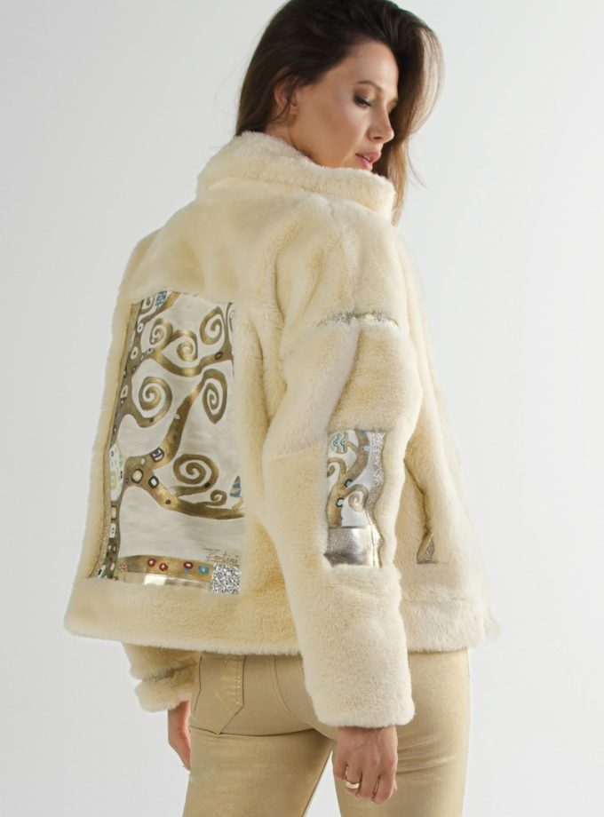 ECRU GUSTAV hand-painted faux fur jacket