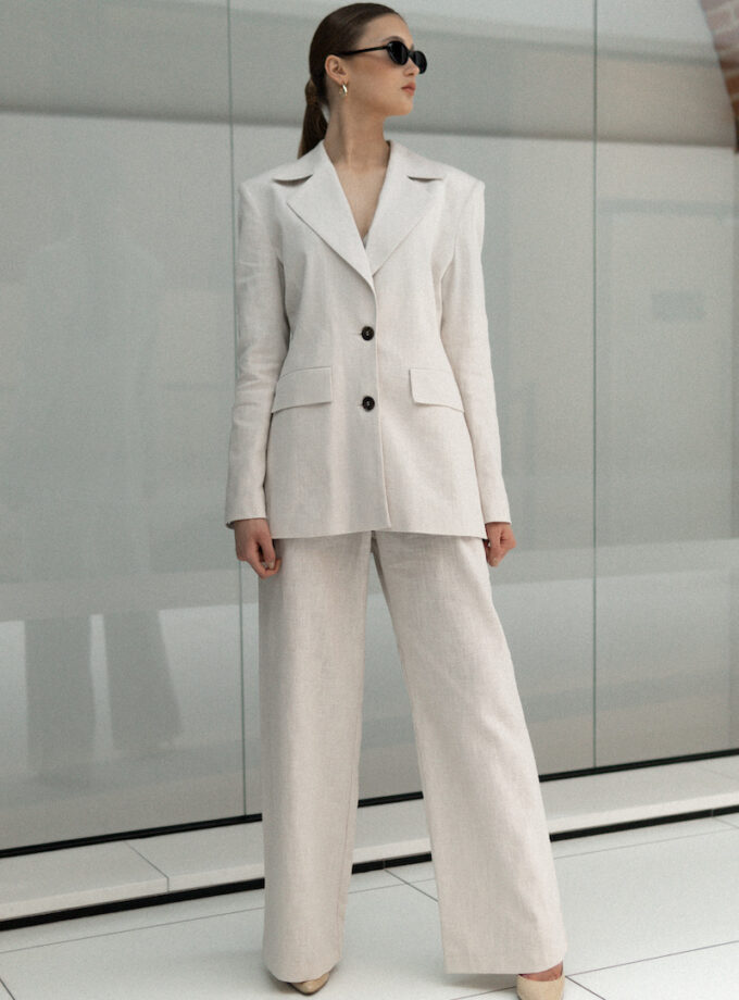 Beige linen women's suit