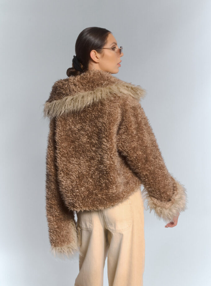 GODDESS beige faux fur jacket