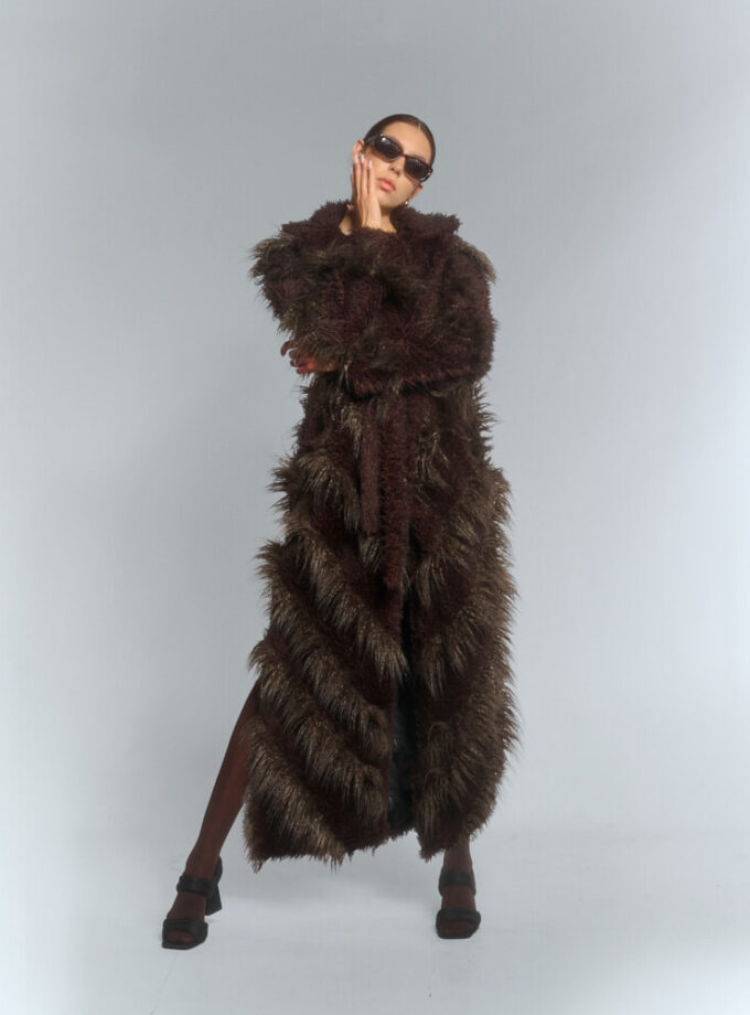 IT GIRL brown faux fur coat