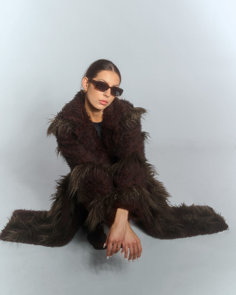 IT GIRL brown faux fur coat