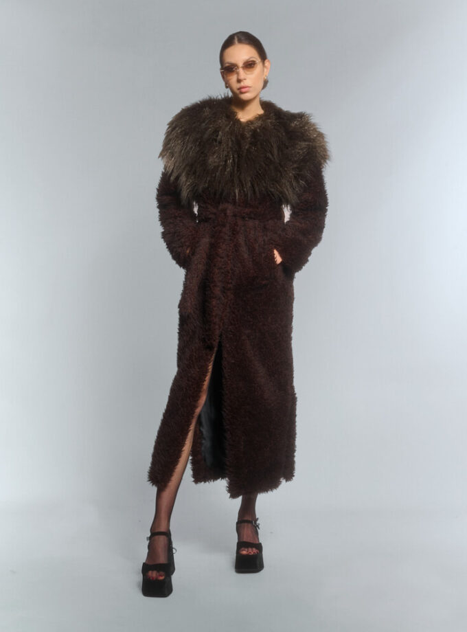 SUPERSTAR brown faux fur coat