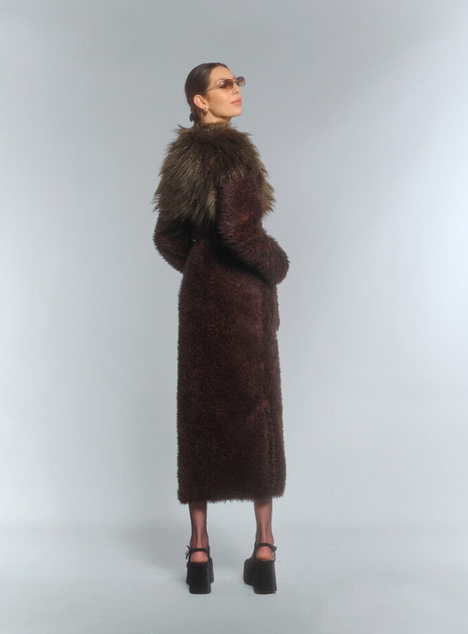 SUPERSTAR brown faux fur coat