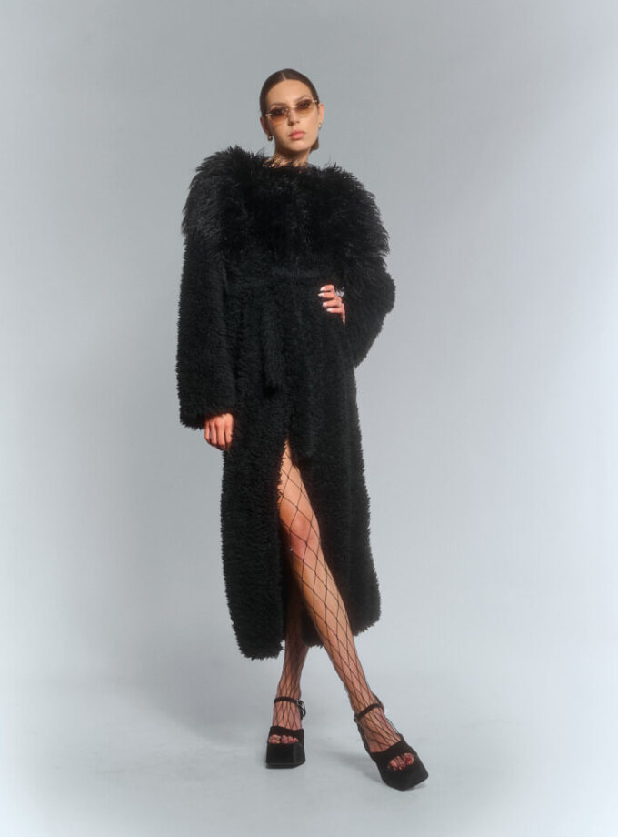 SUPERSTAR black faux fur coat