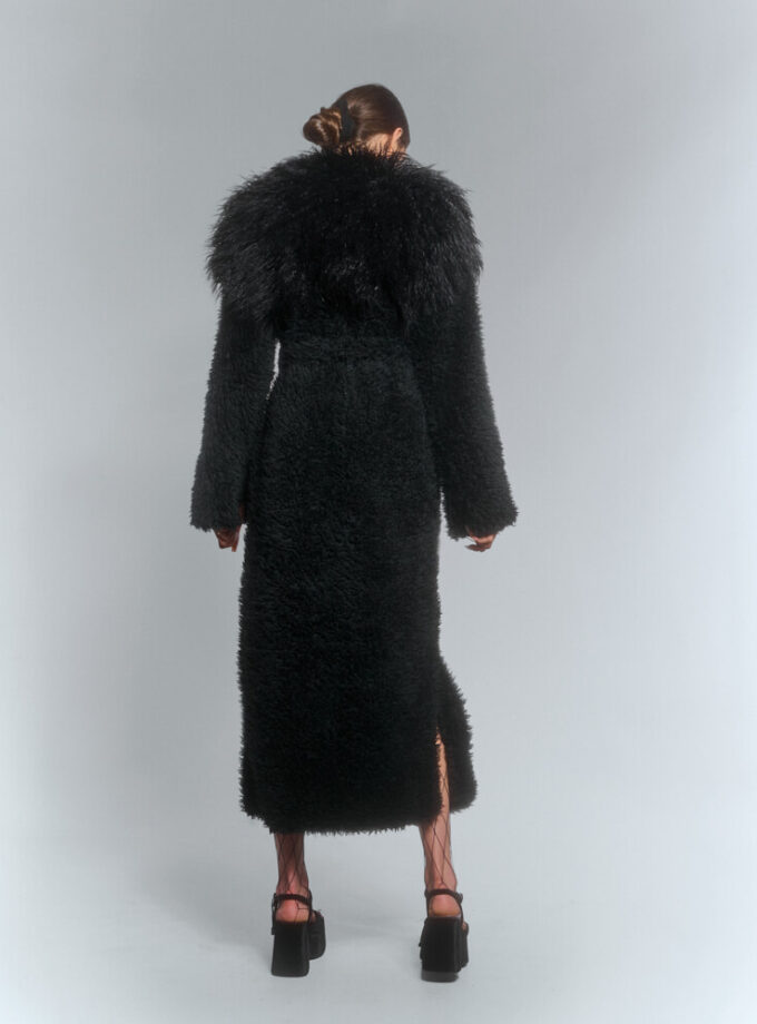 SUPERSTAR black faux fur coat