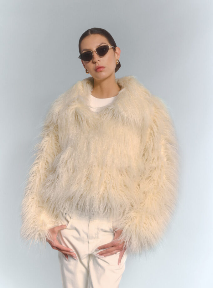 LIKE A DIVA 2.0 cream faux fur jacket