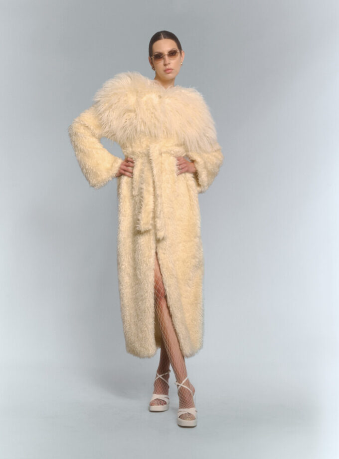 SUPERSTAR cream faux fur coat