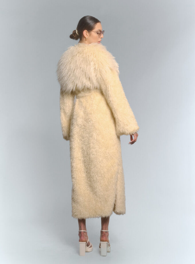 SUPERSTAR cream faux fur coat